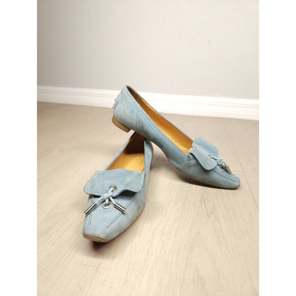 Tod’s Women’s Suede Loafers Size 8 – Light Blue Tassel Moccasins - Picture 9 of 12